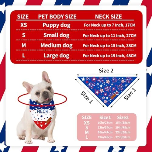 2 Pieces 4th of July Dog Bandanas, Patriotic Dog Bandanas Double Sided Reversible Triangle Scarves with American Flag Stars and Stripes Design for Dogs and Cats - Image 2