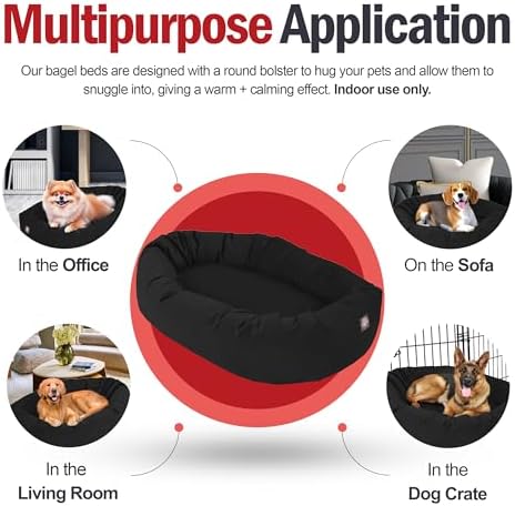 Majestic Pet 32 Inch Suede Calming Dog Bed Washable – Cozy Soft Round Dog Bed with Spine Support for Dogs to Rest their Head - Fluffy Donut Dog Bed 32x23x7 (Inch) - Round Pet Bed Medium – Black (2025) - Image 5