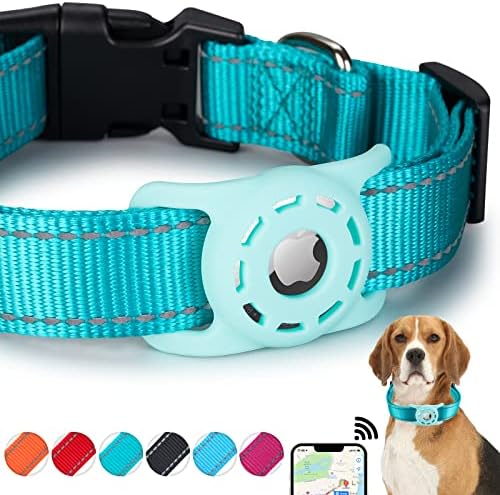Reflective Dog Collar, Compatible with AirTag, Nylon Pet Cat Puppy Collar for Small, Medium, Large, and Extra Large Dogs by Animire