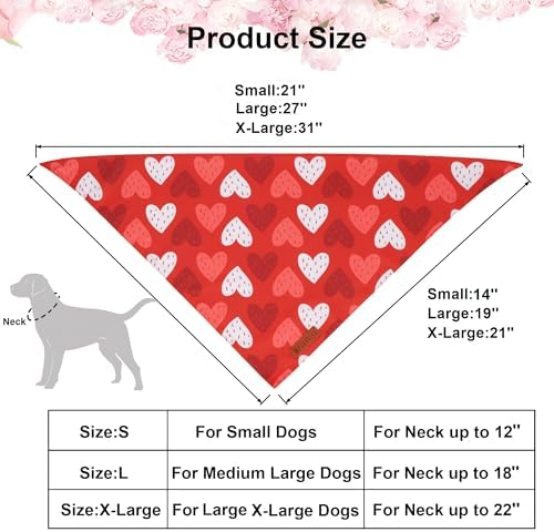 ADOGGYGO Valentine Dog Bandana, Red Blue Heart Love Pet Scarf, Adjustable Fit Pet Valentine Bandanas for Medium Large Dogs (Large) - Image 4