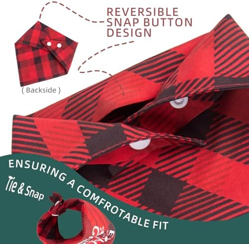 Christmas Dog Bandanas Naughty & Nice Idea Funny Holiday Stocking Pet Scarf Gifts - Too Cute for the Naughty List, Red Plaid, Medium & Large Breed, 25-75lbs - Image 2