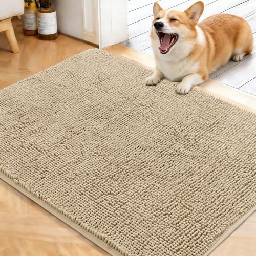 OLANLY Dog Door Mat for Muddy Paws 40x32, Super Absorbent Chenille Mud Mat by OLANLY