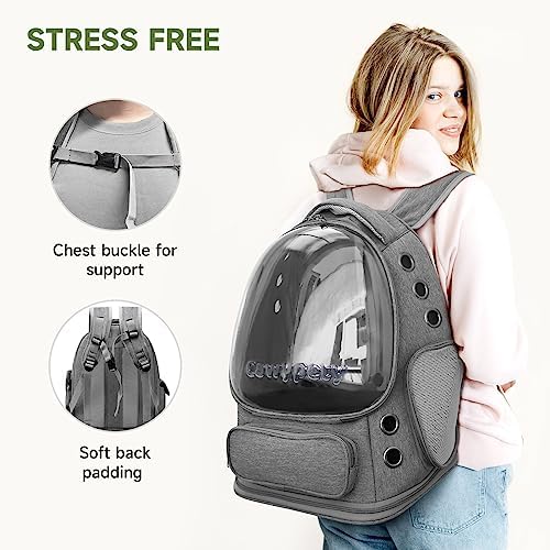 Cawypety Cat Backpack Carrier Large Space Bubble Backpack up to 12lbs Grey - Image 5