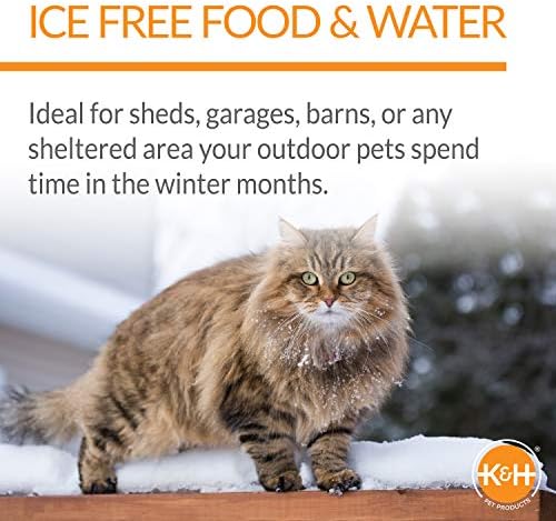 K&H Pet Products Outdoor Heated Cat Food & Water Bowls for Outside Pets, Thermo-Kitty Café Feral Cat Feeding Station, No Frozen Water or Food, Washable Bowls, Safety Listed - 12oz/24oz Stainless - Image 3