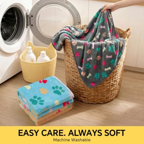 Luciphia 1 Pack 3 Blankets Fluffy Premium Fleece Pet Blanket Flannel Paw Bone Printed Throw for Dog Cat(Small 23"x16", Grey) - Image 6