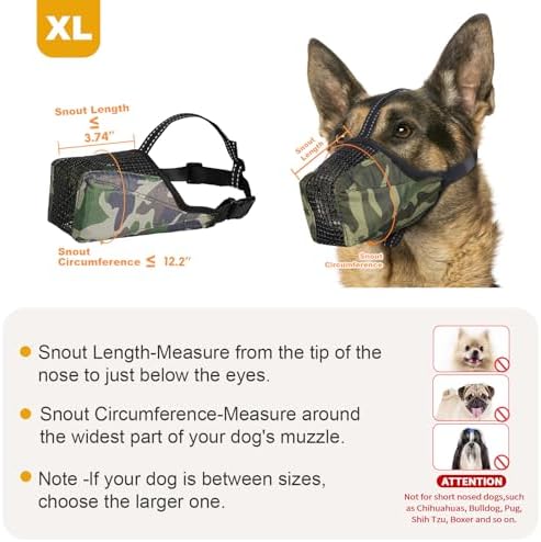 Dog Muzzle, Adjustable Soft Mesh Muzzle Anti-Biting, Chewing, Scavenging - Image 6
