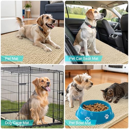OLANLY Dog Door Mat for Muddy Paws 59x20, Super Absorbent Chenille Mud Mat - Image 7