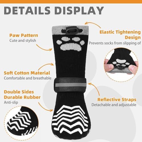 KOOLTAIL Non-Slip Dog Socks for Hot Pavement to Prevent Licking Paws,Dog Grippy Boots&Paw Protector with Reflective Straps, Non Twist Dog Shoes for Hardwood Floors for X -small Senior Dogs - Image 2