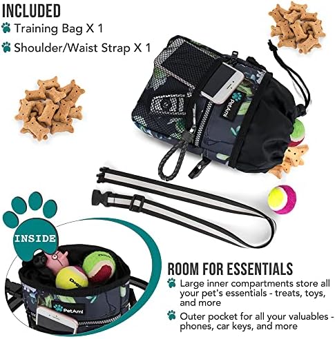 PetAmi Hands Free Dog Treat Pouch for Training and Walking, Floral Gray - Image 2