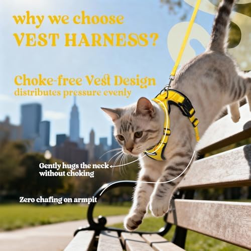 rabbitgoo Cat Harness and Leash Set, Escape Proof Vest, Yellow - Image 3