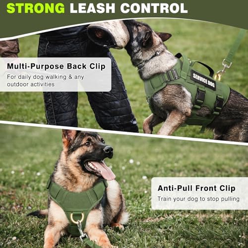 WINSEE Service Dog Vest Harness for Medium Dog, Tactical Working MOLLE Vest with 10 Pet Patches, No Pull Heavy Duty Harness for Training Walking - Image 3