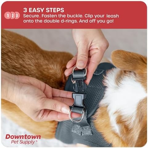Downtown Pet Supply Step in Dog Harness No Pull, X-Large, Titanium - Adjustable Harness with Padded Mesh Fabric and Reflective Trim - Buckle Strap Harness for Dogs - Image 5