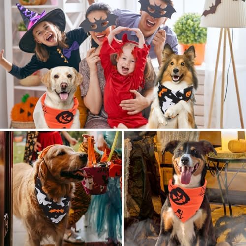 Vivifying 2 Pack Halloween Dog Bandanas, Spooky and Pumpkins Pattern - Image 5