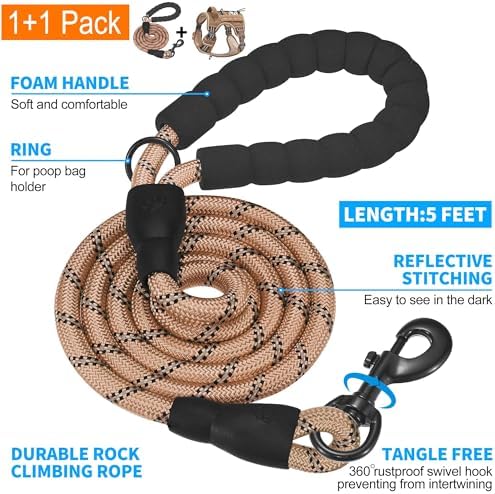 Beebiepet Tactical No Pull Dog Harness with Leash, Small, Brown - Image 5