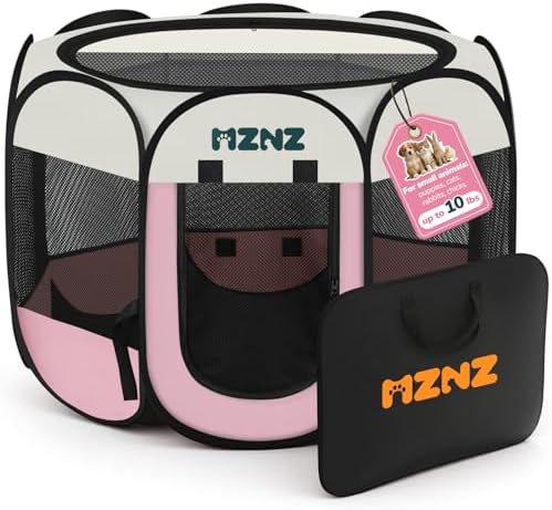 Dog Cat Small Animal Puppy Playpen Crate, Small, Pink by MZNZ
