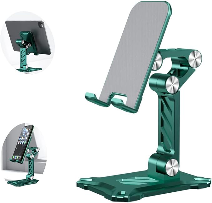 Phone Stand for Desk. Foldable Desktop Mobile Phone Stand with Angle Height Adjustable, Portable Office Cell Phone Holder, Cradle, Dock. Fits All 4.7-13in iPhone/Smartphone/iPad/Tablet. by Pezixueran