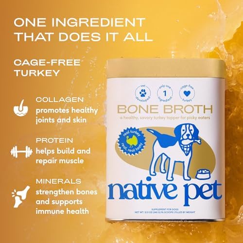 Native Pet Bone Broth for Dogs and Cats - Turkey Bone Broth Powder Dog Food Toppers for Picky Eaters - Provides Extra Nutrition for Joint Strength, Immune Support & Heart Health - 96 Scoops - Image 2