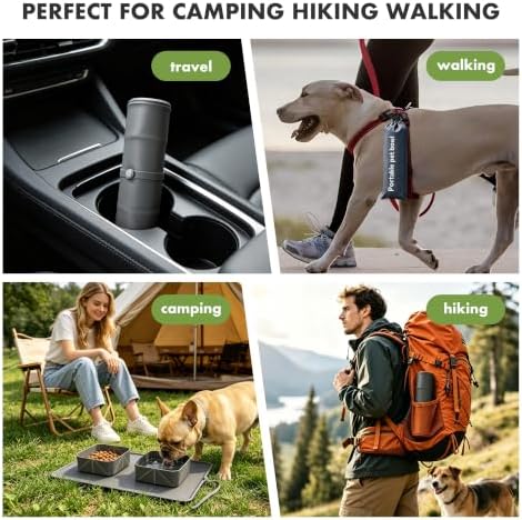 No Spill Collapsible Dog Bowls with Mat, 20oz 2-in-1 Roll-Up Silicone Pet Feeding Station, Portable BPA-Free Travel Dog Bowls for Car, Camping, and Outdoor Use - Image 3