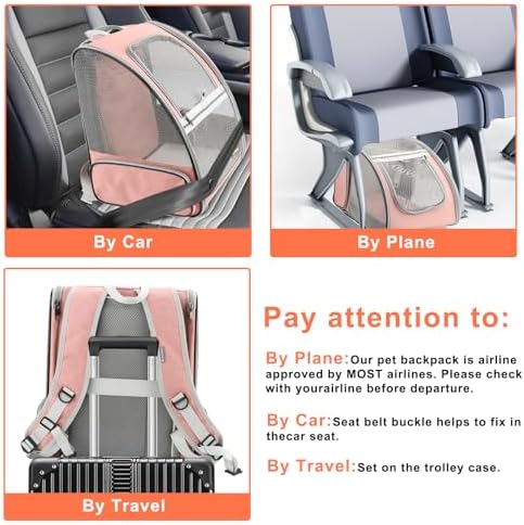 Texsens Innovative Traveler Bubble Backpack Pet Carriers for Cats and Dogs (Expandable-Pink) - Image 6