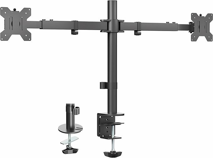 VIVO Premium Dual Ultra Wide LCD LED 27 to 38 inch Monitor Desk Mount, Heavy Duty, Adjustable Telescoping Arms, Flush Wall Setup, Fits 2 Screens, Black, STAND-TS38C by Unknown