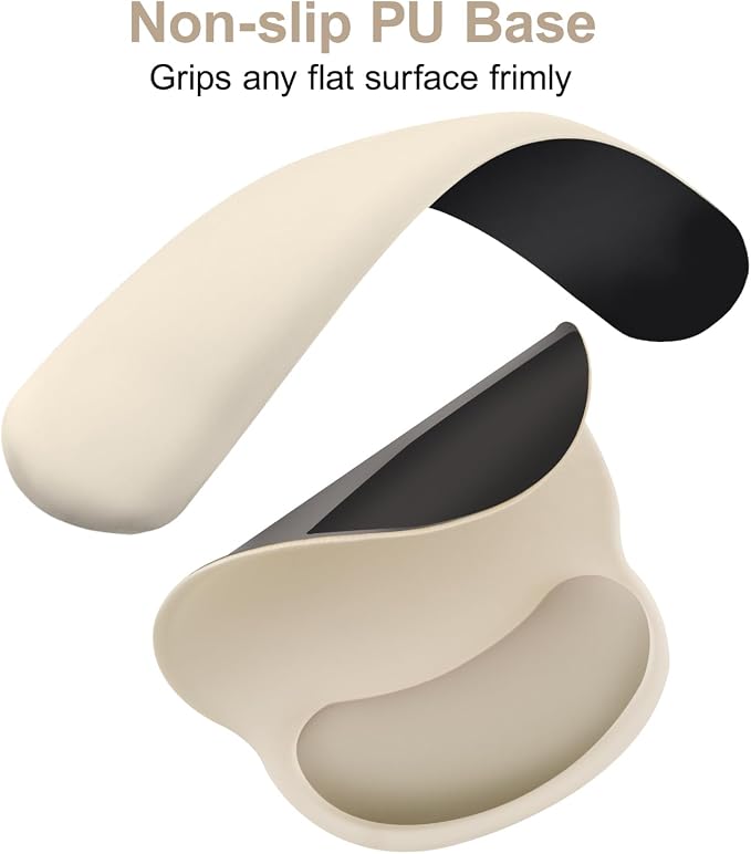 MOSISO Wrist Rest Support for Mouse Pad&Keyboard Set, Khaki | Circle Curved Ergonomic Mousepad Non-Slip Base Home/Office Pain Relief&Easy Typing Pad with Soft Cloth&Silicone Lining - Image 5