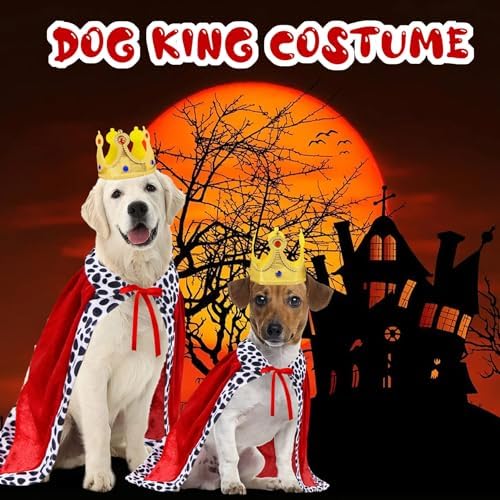 GOYOSWA Dog King Costume, Dog Halloween Costumes King Cloak and Crown Set Funny King Prince Costume for Small Medium Large Dogs (Medium) - Image 2