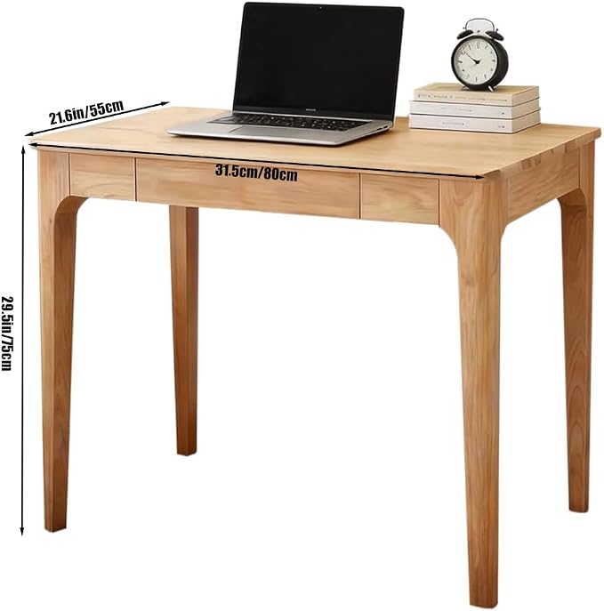 Solid Wooden Desk with Drawers, Small Writing Desk with Drawers for Computer, PC Desk for Work, Study or Gaming, Easy to Assemble (Natural, 31.5IN) - Image 3