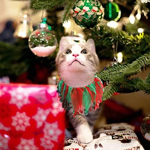 Cat Christmas Costume Suit, Hmxpls Small Dogs & Cats Tutu Collar and Green Shiny Hat Cute Costume Suit Kitten Outfit Clothing for Birthday Party Thanksgiving Christmas Holiday - Image 4
