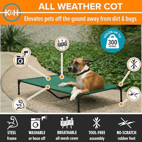 K&H Outdoor Elevated Dog Bed for Large & X-Large Pets, Green, XL 50x32in - Image 2