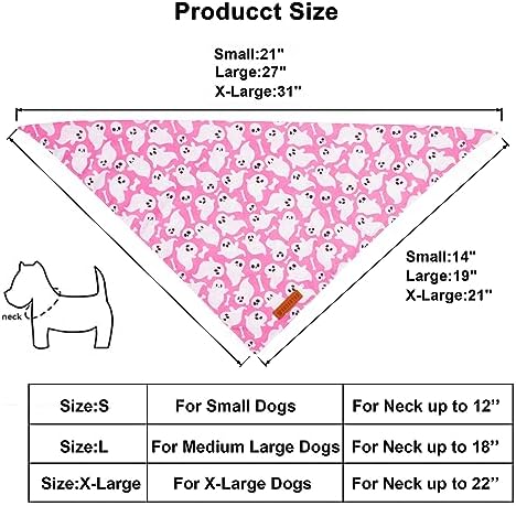 ADOGGYGO Halloween Dog Bandanas Girl, Pink Pumpkin Ghost Dog Scarf, Small - Image 4