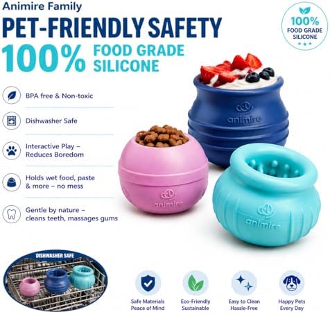 Wobbly Dog Enrichment Lick Toy, Stuffable Frozen Lick Bowl to Keep Dogs Busy, Long-Lasting Interactive Treat Dispensing Dog Toy, Silicone Fetch Catch Chew Toy(Dark Blue,M) - Image 3