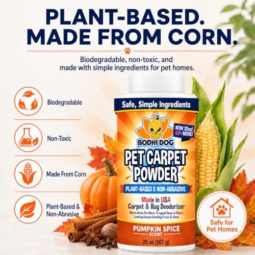 Bodhi Dog Natural Carpet Deodorizer Powder - Dry Pet Smell Eliminator & Urine Odor Remover - Loosens Fur & Dirt - Plant-Based Room Freshener for Vacuuming Home - Pumpkin Spice (Pack of 1) - Image 4