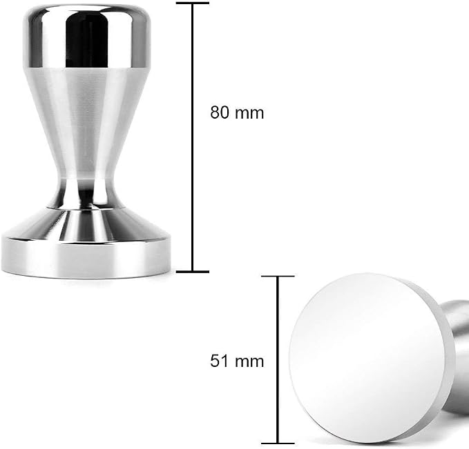 51mm Espresso Tamper, Coffee Tamper with Flat Base, Solid Aluminum Alloy Coffee Press Tool, Chrome-Plated Hand Espresso Tamper for 51mm Portafilter Espresso Machines - Image 2
