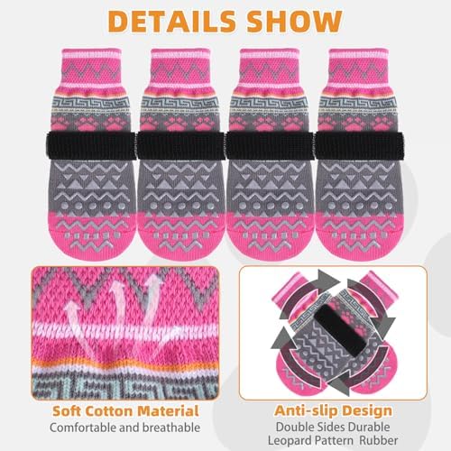 KOOLTAIL Dog Socks to Prevent Licking Paws for Hardwood Floors Anti Slip,Warm Winter Pet Boots&Paw Protector with Grippers,Double Sides Puppy Shoes Booties for Small Medium Large Senior Dogs L - Image 3