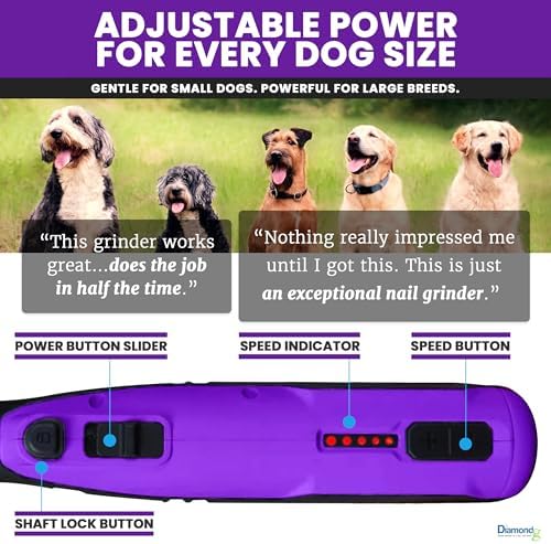 Diamondg Cordless Dog Nail Grinder - Quiet Sound with LED Light, Purple - Image 5