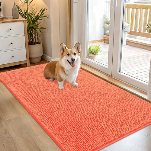 OLANLY Dog Door Mat for Muddy Paws 54x32, Super Absorbent Chenille Mud Mat by OLANLY