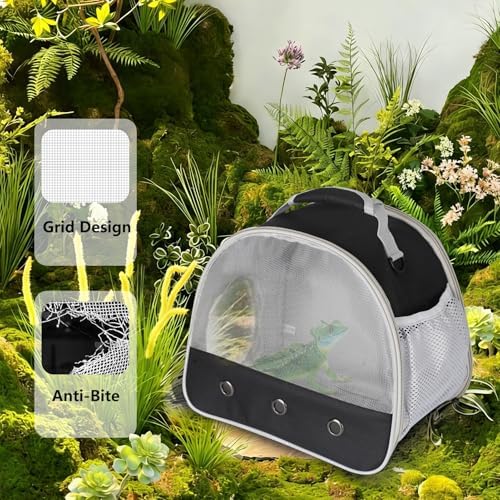 Ventilation Carrier for Bearded Dragon,Guinea Pig Carrier,Guinea Pig Carrier for 2,Reptile Travel Carrier for Lizards Sugar Glider Hedgehog Rat Parrot Birds,Airline Approved Black - Image 5