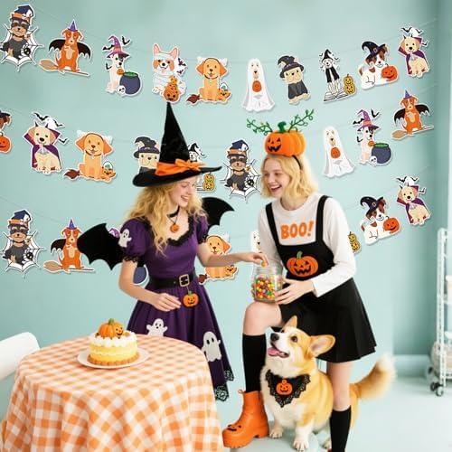 Halloween Ghost and Dog Party Banner, Indoor Decorations for Home and Classroom, Puppy Design - Image 5