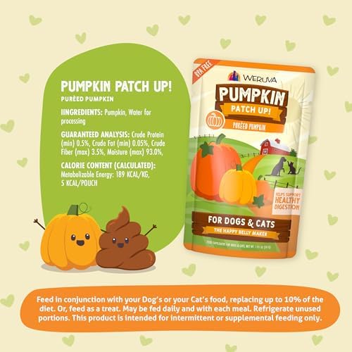 Weruva Pumpkin Patch Up! Pumpkin Puree Pet Food Supplement for Dogs & Cats, 1.05oz Pouch (Pack of 48) - Image 5