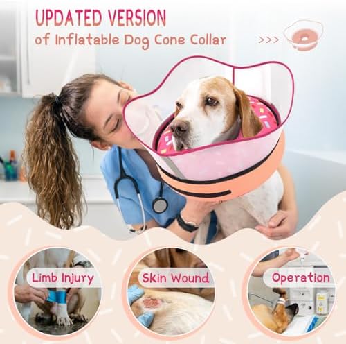 Supet Raised Inflatable Dog Cone Collar to Stop Licking, Soft Dog Cone Alternative After Surgery, Doggie Neck Donut Collar for Small Medium Large Dogs - Image 2