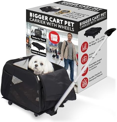 dbest products Rolling Pet Carrier with Wheels Airline Approved - TSA Dog Cat Carrier for Airplane Travel - Wheeled Pet Carrier 18x12x20 for Pets up to 24lbs - Collapsible Travel Bag by dbestproductsInc