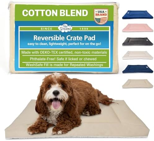 Pet Dreams Dog Crate Pad - Washable Kennel Mat, Crate Pads for Dog Cages, Non-Toxic, Flat Indoor Cat Bed, Fits iCrate 18, 24, 30, 36, 42, 48 Inches (Khaki, Medium, 30") by PetDreams