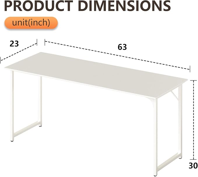 BestOffice Computer Desk,Home Office Desk, Modern Simple Style for Home Office Study Writing (White, 63 Inch) - Image 3