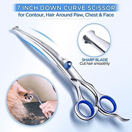 Gimars 7.0in Professional 4CR Stainless Steel Safety Round Tip 6 in 1 Dog Grooming Scissors Heavy Duty Titanium Coated Pet Grooming Scissor for Dogs, Cats and Other Animals - Image 4