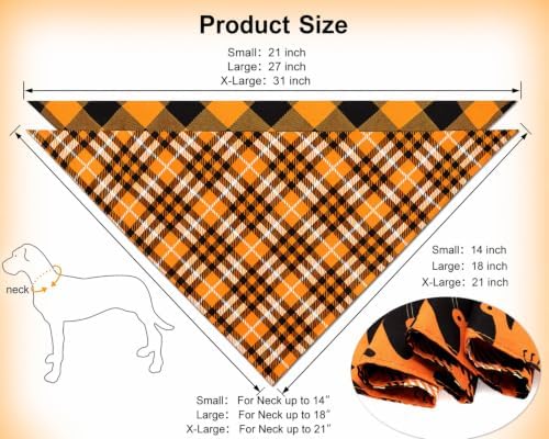 Fall Dog Bandanas 2PCS Halloween Pumpkin Spider Web Large Dogs - Image 2