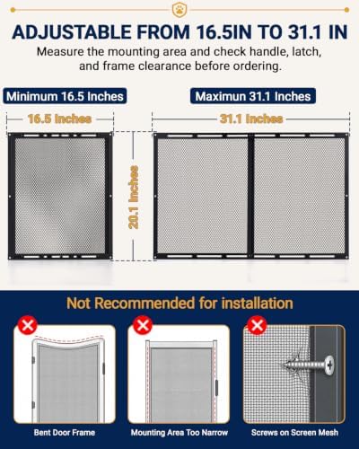 RV Screen Door Protector Adjustable 16.5–31.1 Inch Camper Screen Guard, 2-Panel Steel Mesh Prevents Dogs Pets Scratch Defender for Travel Trailer, Fifth Wheel, Motorhome Entry Doors - Image 3