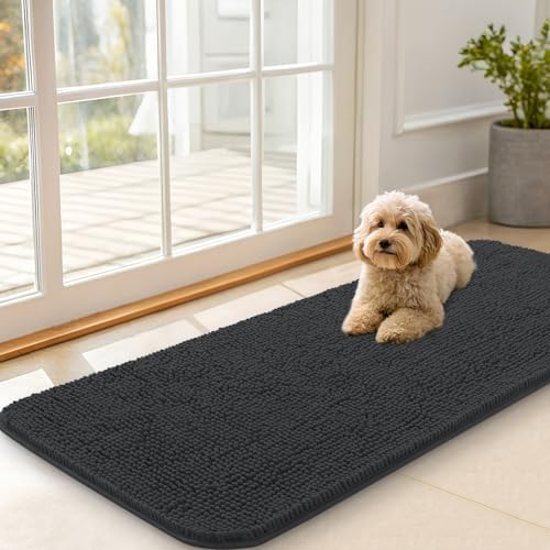 OLANLY Dog Door Mat for Muddy Paws 47x20, Super Absorbent Chenille Mud Mat by OLANLY