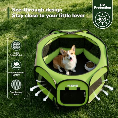 Dog Cat Small Animal Puppy Playpen Crate, Medium, Whole Green - Image 6
