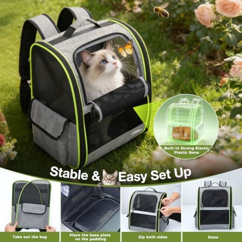 Lekereise Cat Backpack Carriers, Dog Carrier Backpacks with Breathable Mesh for Small Medium Large Cats Dogs Puppy Up to 25 Lbs, Pet Foldable Carrying Backpack Ventilated for Travel Hiking Collapsible - Image 7