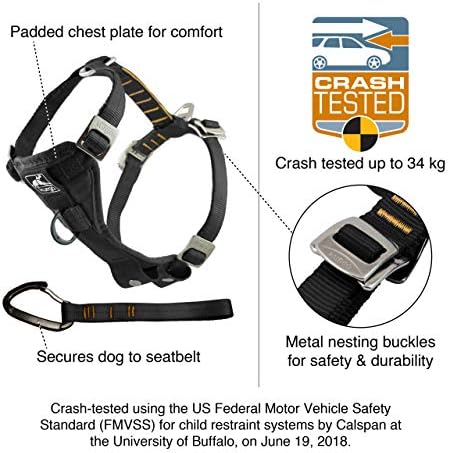 Kurgo Enhanced Strength Tru-Fit Dog Car Harness - Crash Tested for Safety - Broad Chest Plate - All Steel Nested Buckles - Includes Seatbelt Tether - Red - Medium - Image 2